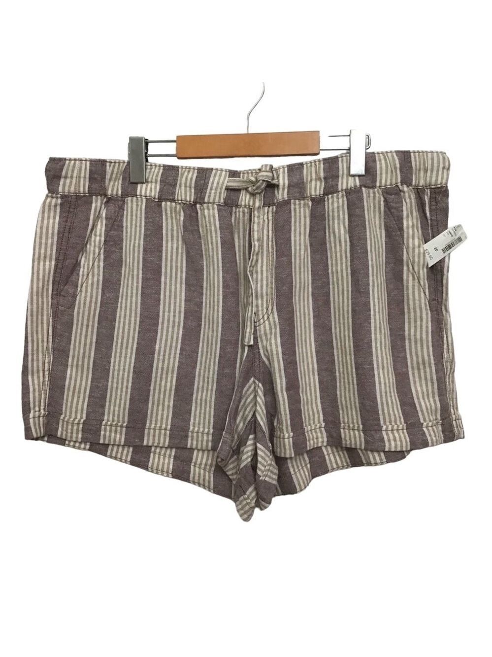 2/40$ Reitmans striped blend shorts high rise waist bermudas ajustable size 20
